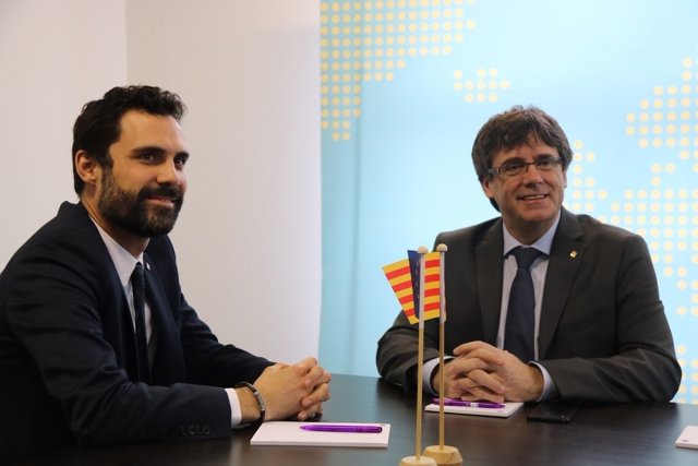 Primera reunión de Roger Torrent y Carles Puigdemont, en Bruselas