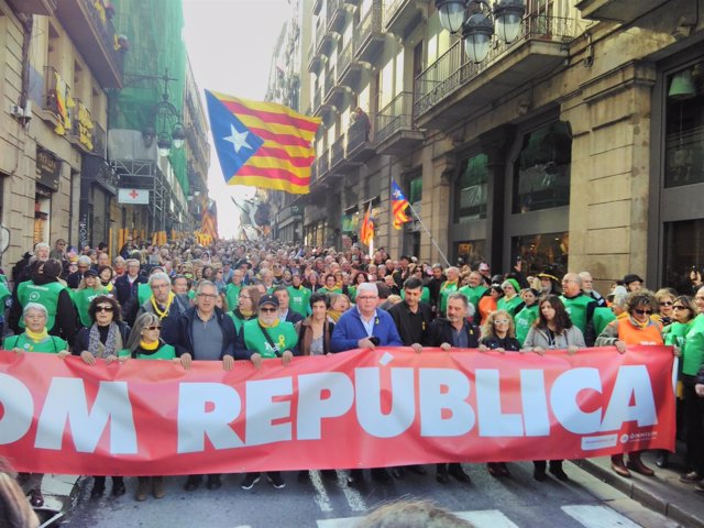 El vicepresidente y portavoz de la ANC Agustí Alcoberro en la manifestación 