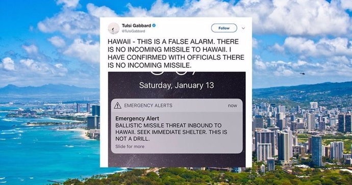 Falsa alarma por misil balístico en Hawái