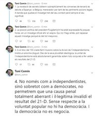 Comín: "Cualquier mensaje sacado de su contexto pierde siempre su significado"