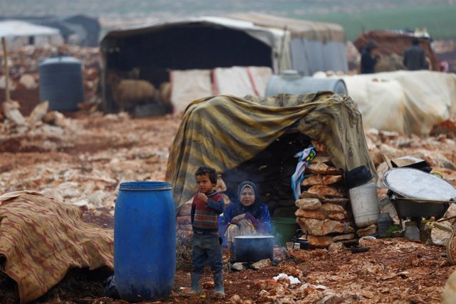Campamento de desplazados en Kelbit, en Idlib