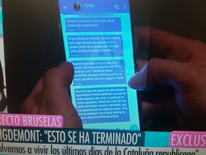 Captura dels missatges de Puigdemont a Comín