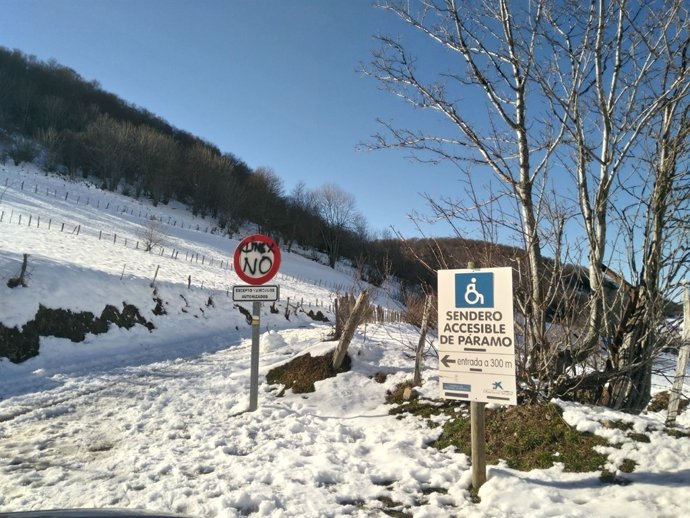 Teverga, montaña, nieve, invierno, turismo rural, senda accesible, senderismo