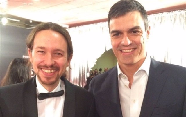 Pedro Sánchez y Pablo Iglesias. Premios Goya 2016