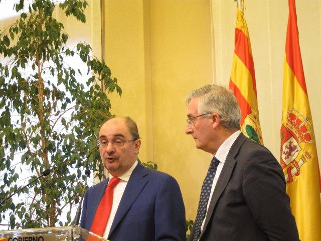 Lambán y Olona, en rueda de prensa este jueves en Zaragoza