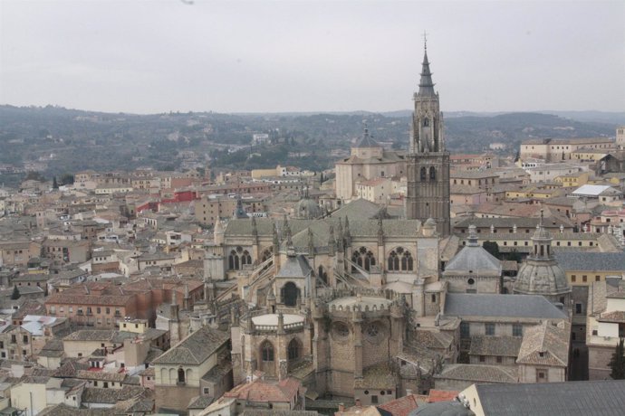 Toledo, Vista Aérea, Panorámica, Edificios, Catedral, Ciudad