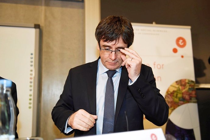 Carles Puigdemont participa en un debate en la Universidad de Copenhague