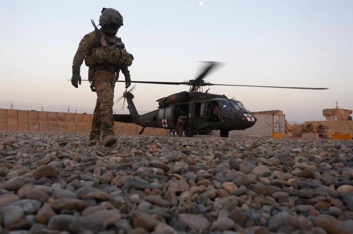 Foto de archivo de helicóptero militar medicalizado estadounidense en Afganistán