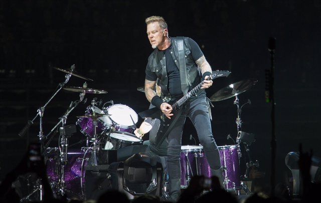 James Hetfield and Lars Ulrich of Metallica performing live on stage at Genting 
