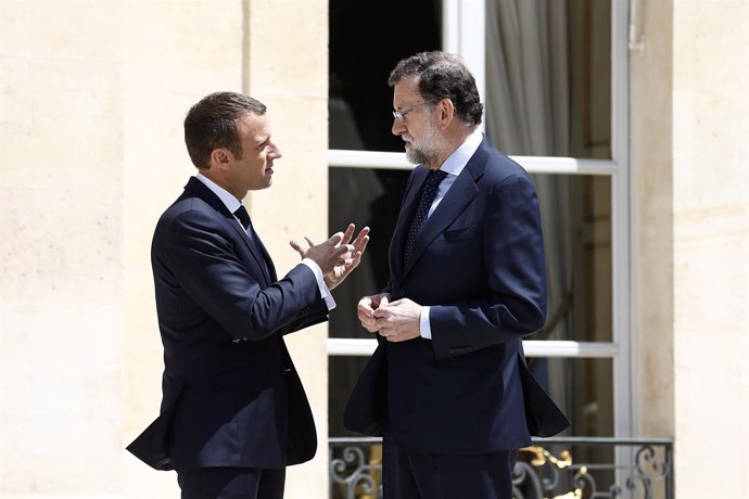  Emmanuel Macron Y Mariano Rajoy En El Palacio Del Elíseo en junio 