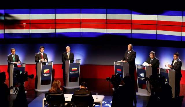 Costa Rica's presidential candidates Antonio Alvarez Desanti, Carlos Alvarado, R