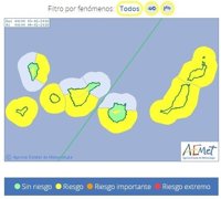 La Aemet decreta el riesgo amarillo en Canarias para este sábado por fuerte oleaje y viento