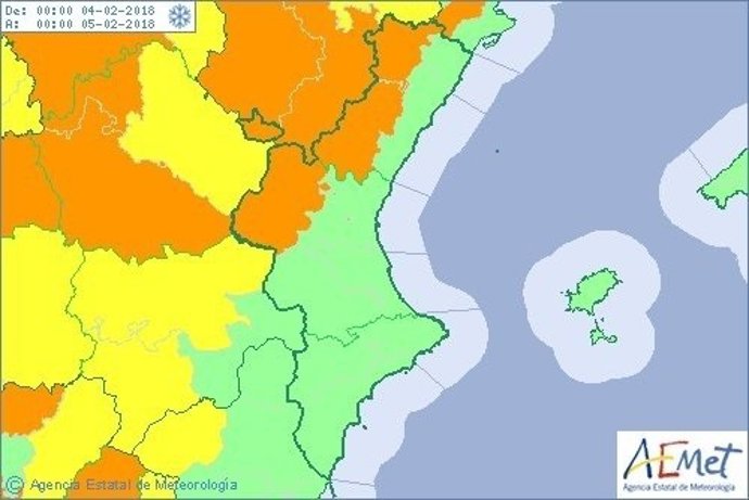 Aviso naranja por nevadas para este domingo