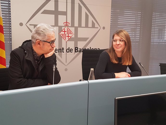 La teniente de alcalde Janet Sanz y el concejal Josep Maria Montaner