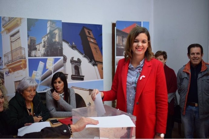 Sandra Gómez, en el momento de la votación