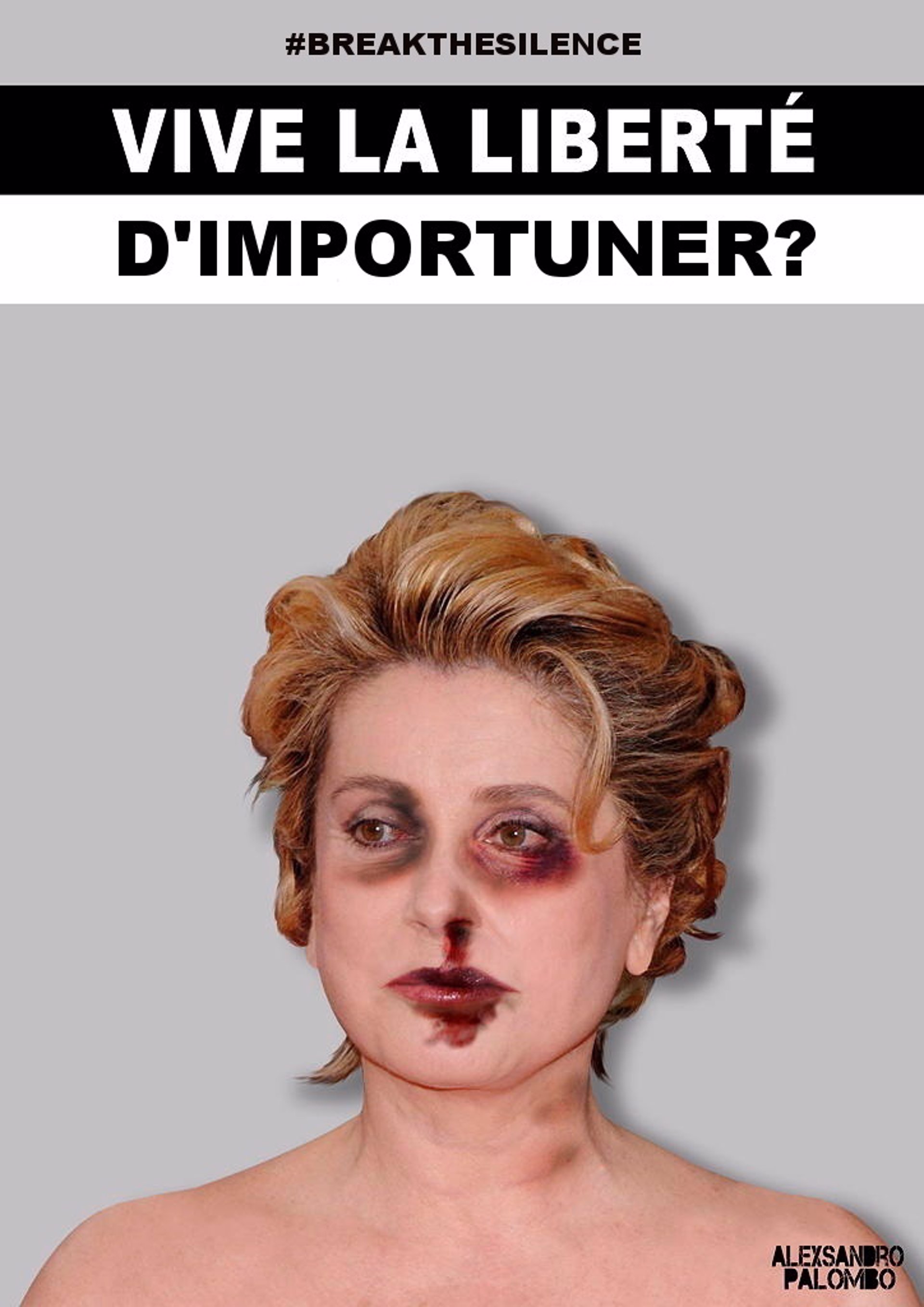 El artista aleXsandro Palombo retrata a Deneuve víctima de agresión en