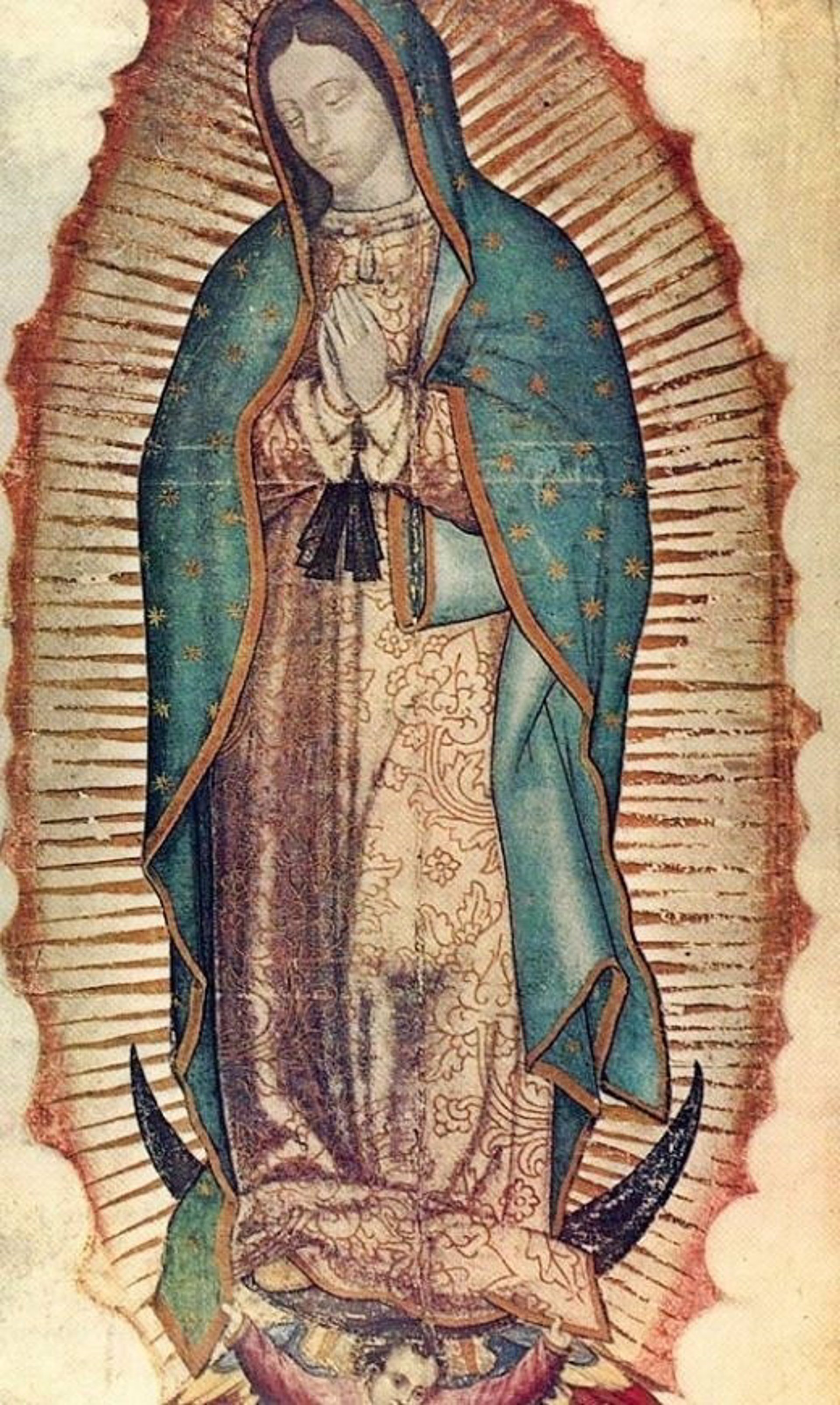 La Virgen De Guadalupe With Mexican Flag