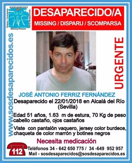 Desaparecido un varón en Alcalá del Río