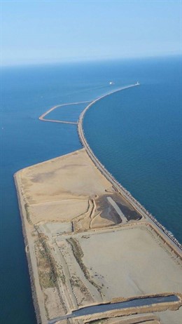 Foto aérea de la balsa de dragados. 