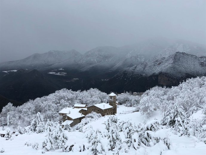 Paisatge nevat a Fígols (Barcelona)