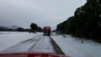 Bomberos de la Diputación de Zaragoza continúan trabajando en las carreteras afectadas por la nieve