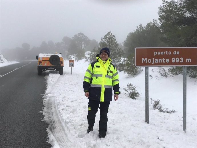 Nieve, carretera, temporal, frío