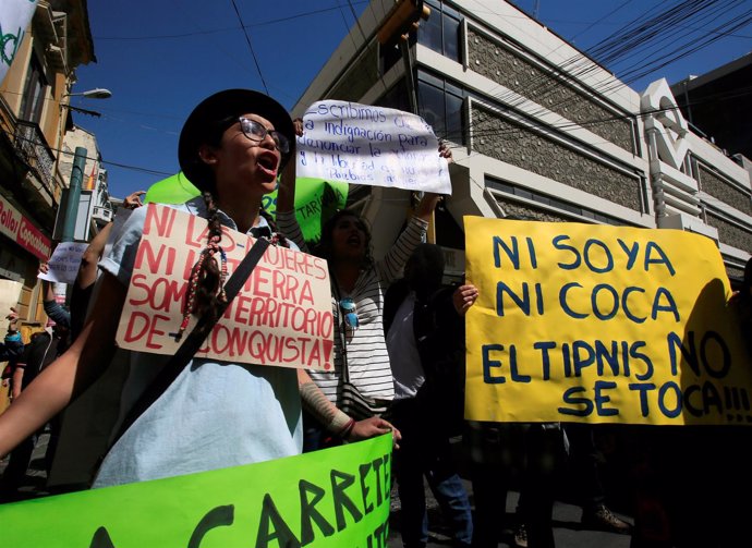 Activistas den defensa del TIPNIS en La Paz