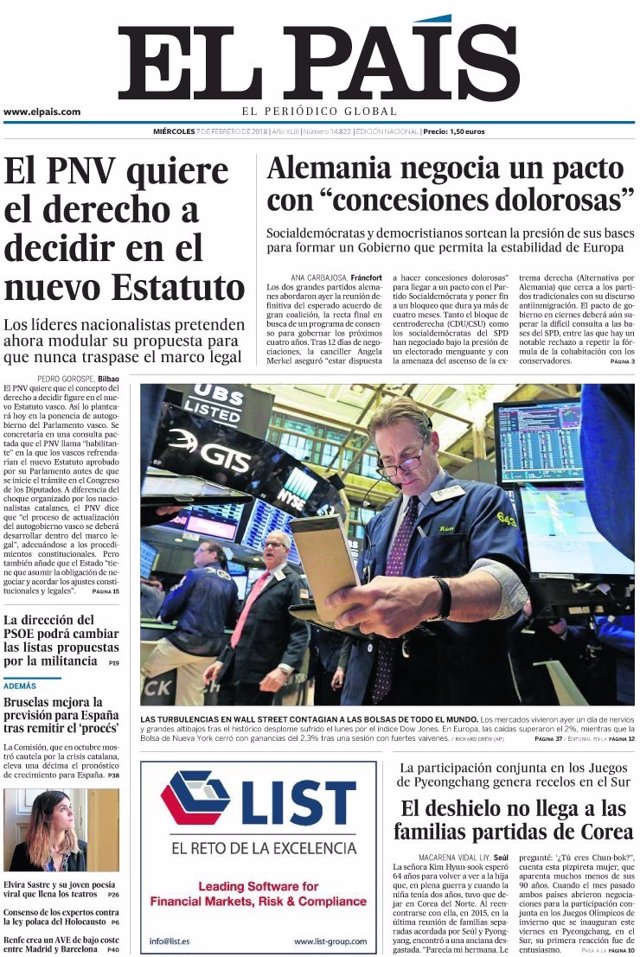 Portada de El País