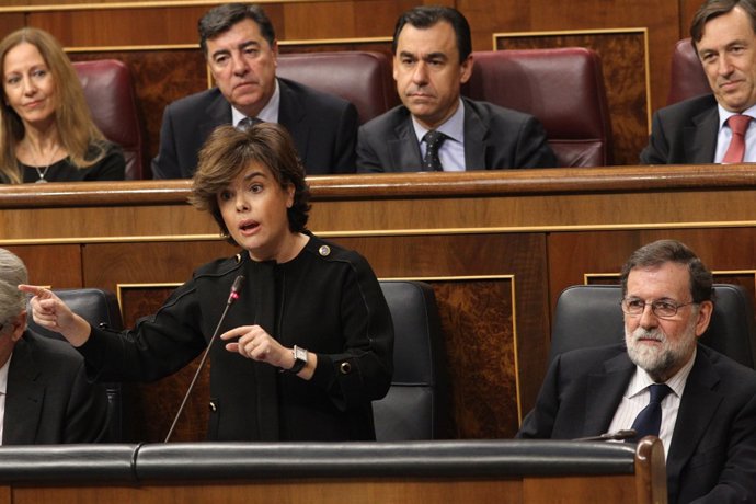 La vicepresidenta Soraya Sáenz de Santamaría, en la sessió de control
