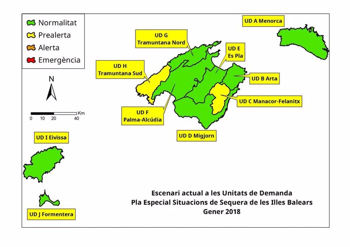 Gráfico del índice de sequía de Baleares en febrero de 2018