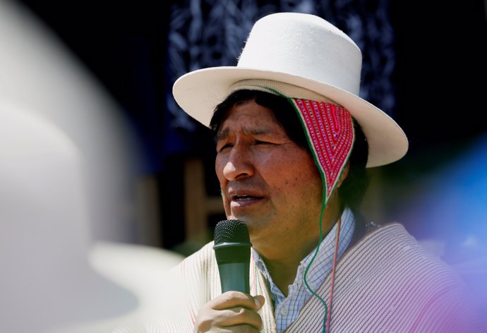Bolivia's President Evo Morales speaks in Chipaya where ethnic group install fir