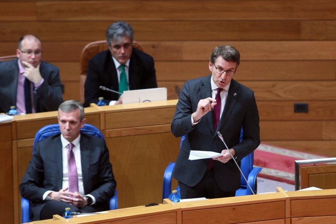 O presidente da Xunta de Galicia, Alberto Núñez Feijóo, no pleno