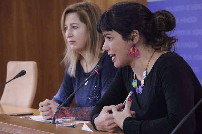 La líder de Podemos Andalucía, Teresa Rodríguez, en rueda de prensa