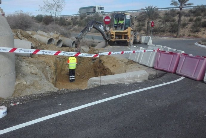 Trabajos previos en la carretera de Vera a Garrucha