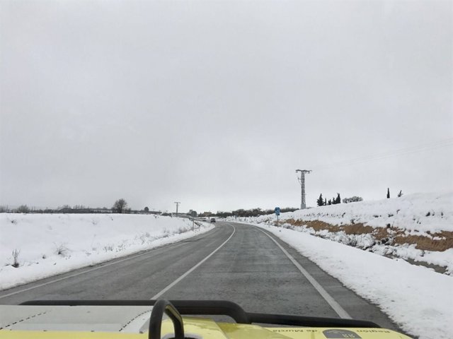 Nieve, carretera, temporal, frío