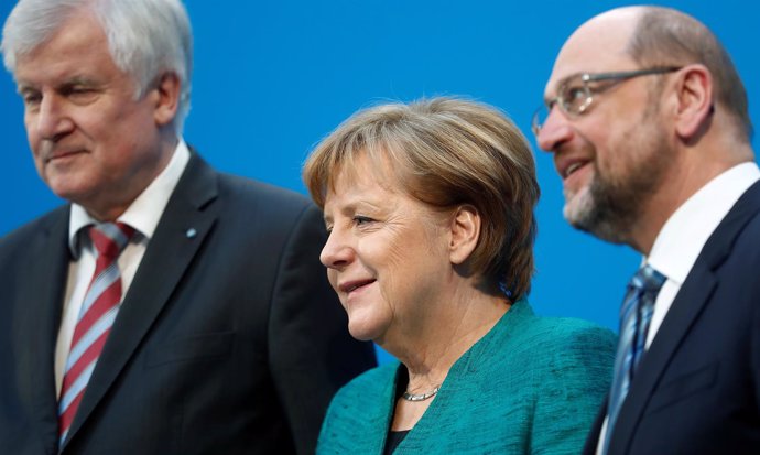Horst Seehofer, Angela Merkel y Martin Schulz