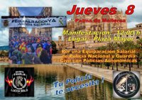 Convocan una manifestación este jueves en Palma para reivindicar la equiparación salarial de policías y guardias civiles