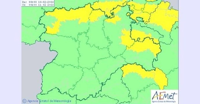 Cuadro sobre la previsión de nevadas en CyL