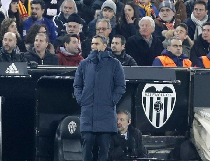 Ernesto Valverde, entrenador del FC Barcelona a Mestalla