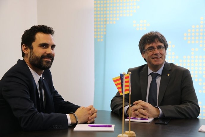 Primera reunió de Roger Torrent i  Carles Puigdemont, a Brussel·les