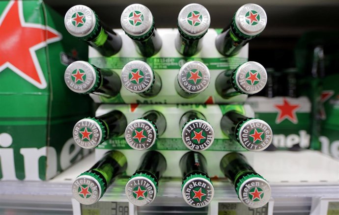 FILE PHOTO: Packs of Heineken beer are displayed for sale in a Casino supermarke
