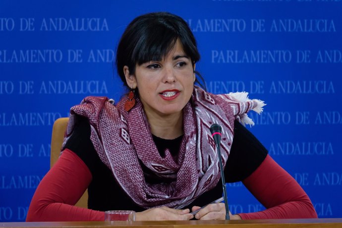 La líder de Podemos Andalucía, Teresa Rodríguez, en rueda de prensa