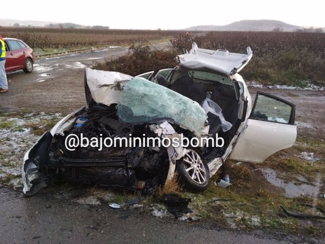 Vehículo de la fallecida en accidente de tráfico en Entrena