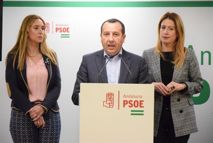 Ruiz Espejo, secretario provincial del PSOE, en rueda de prensa en Málaga