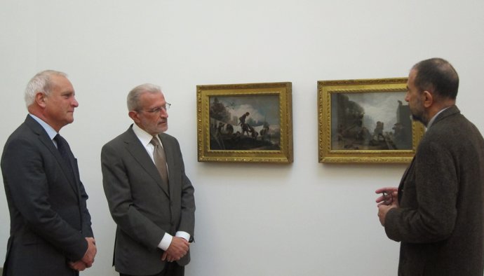 Girona, Morcillo y Casar junto a los cuadros de Goya                 