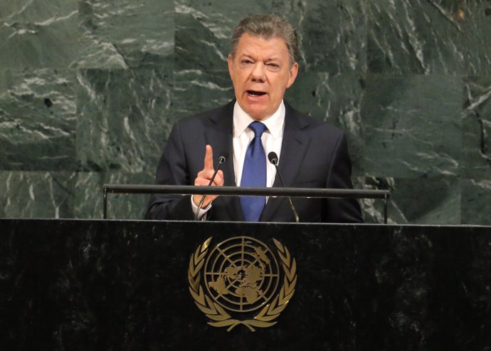 Colombian President Juan Manuel Santos Calderon addresses the 72nd United Nation