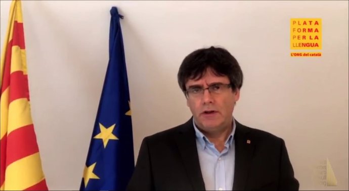 Carles Puigdemont en un vídeo emitido en los V Premis Martí Gasull
