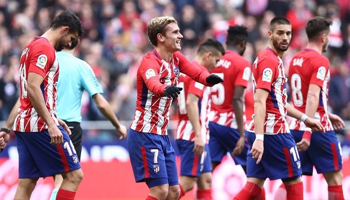 Griezmann celebra un gol con el Atlético de Madrid
