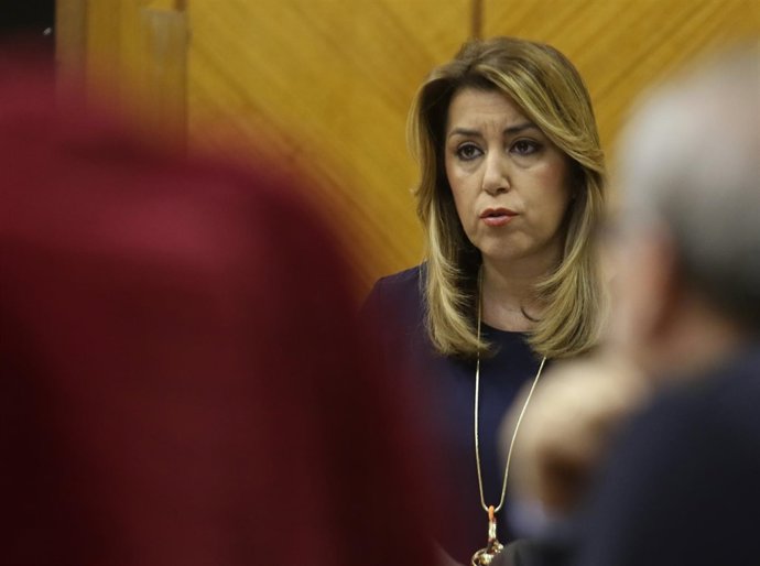 La presidenta de la Junta de Andalucía, Susana Díaz, en el Pleno del Parlamento