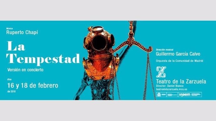 Cartel 'La Tempestad' dirigida por Guillermo García Calvo en la Zarzuela